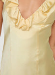 front view of model wearing Princess Polly Butacup Frill Mini Dress Yellow Plunger 