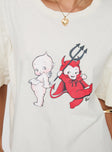 product Princess Polly Kewpie Angel Vs Devil Oversized Tee White Half Sleeves Crew Neck 