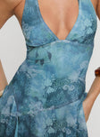 product Princess Polly Payge Asymmetrical Mini Dress Blue Multi Plunger 