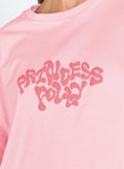 product Princess Polly Half Sleeves Crew Neck  Princess Polly Oversized Tee Squiggle Text Pink