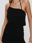 Matique Halter Set Black Pinstripe