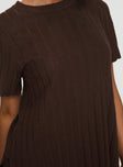 Niah Ribbed Top Chocolate