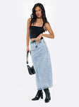 product Whessler Split Back Denim Midi Skirt Angel Blue Princess Polly  Midi Skirts 