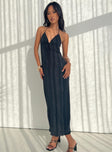 Front view of model wearing  front Princess Polly Crew Neck  Chantria Maxi Dress Black