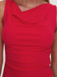 Coretta Ruched Asymmetrical Top Red