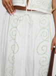 back view of model wearing Princess Polly Kindred Pants White / Green High Waisted Pants 