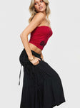   side view of model wearing Princess Polly Perky Maxi Skirt Black Maxi 