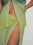 back view of model wearing Princess Polly Star Girl Maxi Skirt Green Ombre Curve Maxi 