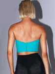 back view of model wearing Princess Polly Bad Gal Bustier Blue 