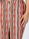 back view of model wearing Princess Polly Molly Retro Stripe Midi Skirt Multi 