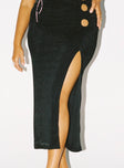   front view of model wearing Princess Polly Dreamer Midi Skirt Black 