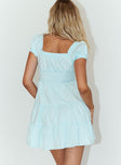 back view of model wearing Princess Polly Daniela Mini Dress Blue 