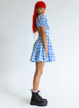 back view of model wearing Princess Polly Danny Mini Dress Blue 