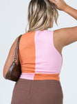 back view of model wearing Princess Polly Faiyaz Top Pink / Orange 