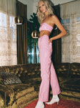 side view of model wearing Princess Polly Candie Patent Straight Leg Pants Pink 