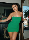 front view of model wearing Princess Polly Holloway Wishes Mini Dress Green 