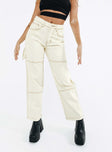 Front view of model wearing  front Princess Polly Mid Rise  Copeland Jeans White Petite