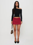   front view of model wearing Princess Polly Meredith Ruched Mini Skirt Red Mini Skirts 