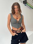 product Princess Polly Sleeveless Asymmetric Neckline  Scarlett Top Slate Grey