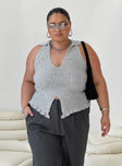 product Princess Polly Sleeveless V-Neck  Galliniski Knit Top Grey Curve