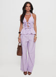 Best Of Me Halter Ruched Top Lilac Stripe