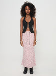   front view of model wearing Princess Polly Mariposa Maxi Skirt Beige Floral Maxi 