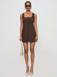 Rodrigo Button Through Mini Dress Chocolate