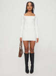 Zaatar Long Sleeve Mini Dress White