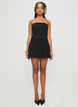 Glamour Girl Strapless Bubble Hem Mini Dress Black