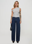 front view of model wearing Princess Polly Maryanne Mid-rise Relaxed Denim Jeans Dark Wash High Waisted 