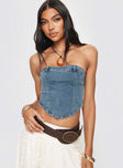 product Princess Polly Sleeveless Square Neck  Alexian Strapless Top Denim