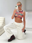 Front view of model wearing  front Princess Polly High Waisted Pants  Fallout Mid Rise Cargo Pants White Tall