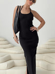 Front view of model wearing  front Princess Polly Scoop Neck  Karyssa Rib Maxi Dress Black