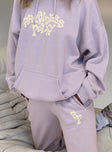 product Princess Polly  Princess Polly Track Pants Squiggle Text Dusty Mauve / Eggshell