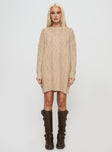 Stellon Knit Sweater Mini Dress Latte