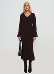 Larne Long Sleeve Maxi Dress Chocolate