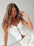 product Princess Polly Full Sleeves Crew Neck  Amitri Lace Up Top Ivory