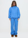 Princess Polly Hooded Sweatshirt Bubble Text Blue / White