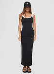 front view of model wearing Princess Polly Caputo Maxi Dress Black Scoop Neck 