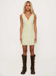 Faithfully Embroidered Mini Dress Beige