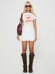   front view of model wearing Princess Polly Blooma Mini Skirt White Mini Skirts 