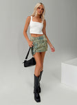   front view of model wearing Princess Polly Infinite Love Cargo Mini Skirt Washed Denim Mini Skirts 