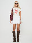 front view of model wearing Princess Polly Let's Have A Dirty Martini Tee White Short Sleeves Crew Neck 