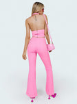 Front view of model wearing  front Princess Polly High Waisted Pants High Waisted Pants High Waisted Pants  Marcia Flare Pant Pink