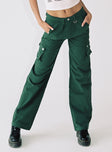 product Princess Polly High Waisted  Paige Mid Rise Cargo Jean Denim Green Tall