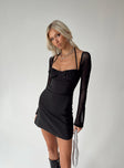 product Princess Polly Plunger  Dyer Sheer Sleeve Mini Dress Black Tall