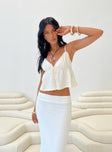 Front view of model wearing  front Princess Polly Sleeveless Square Neck  Kellan Top Cream