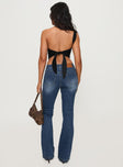 back view of model wearing Princess Polly Bethany Bootleg Low Rise Jeans Mid Wash High Waisted 