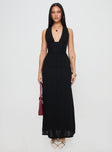 front view of model wearing Princess Polly Alsace Maxi Dress Black Plunger 