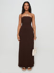 product Princess Polly Straight Neck  Bellaire Strapless Maxi Dress Brown